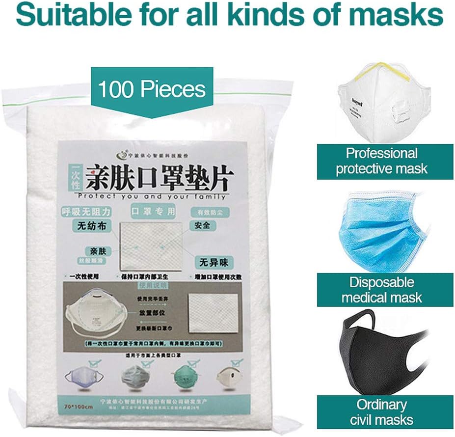 100 Disposable Filter Pads, Skin-Friendly and Breathable, Blocking Droplets, Safe Activated Carbon Breathing Filter, Disposable Air Purifying