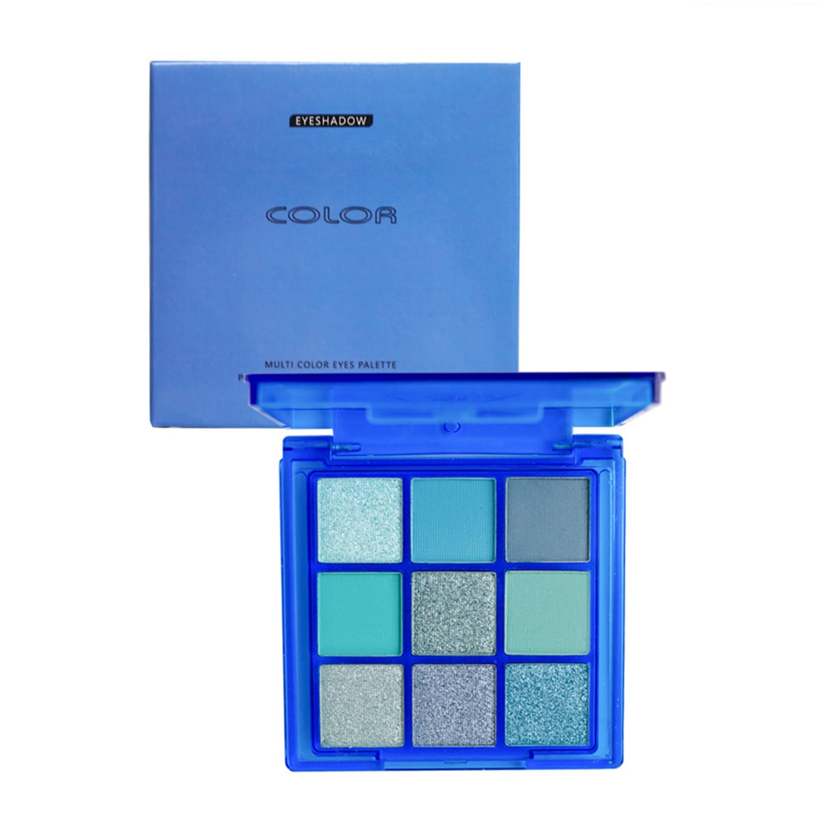 Blue Eyeshadow Palette,Blue Eyeshadow Palette,Make-Up Blue Eyeshadow,Eyeshadow Palette In 9 Colors,Blue Eyeshadow,Dark Blue Eyeshadow Palette With Mirror,Waterproof (Blue)
