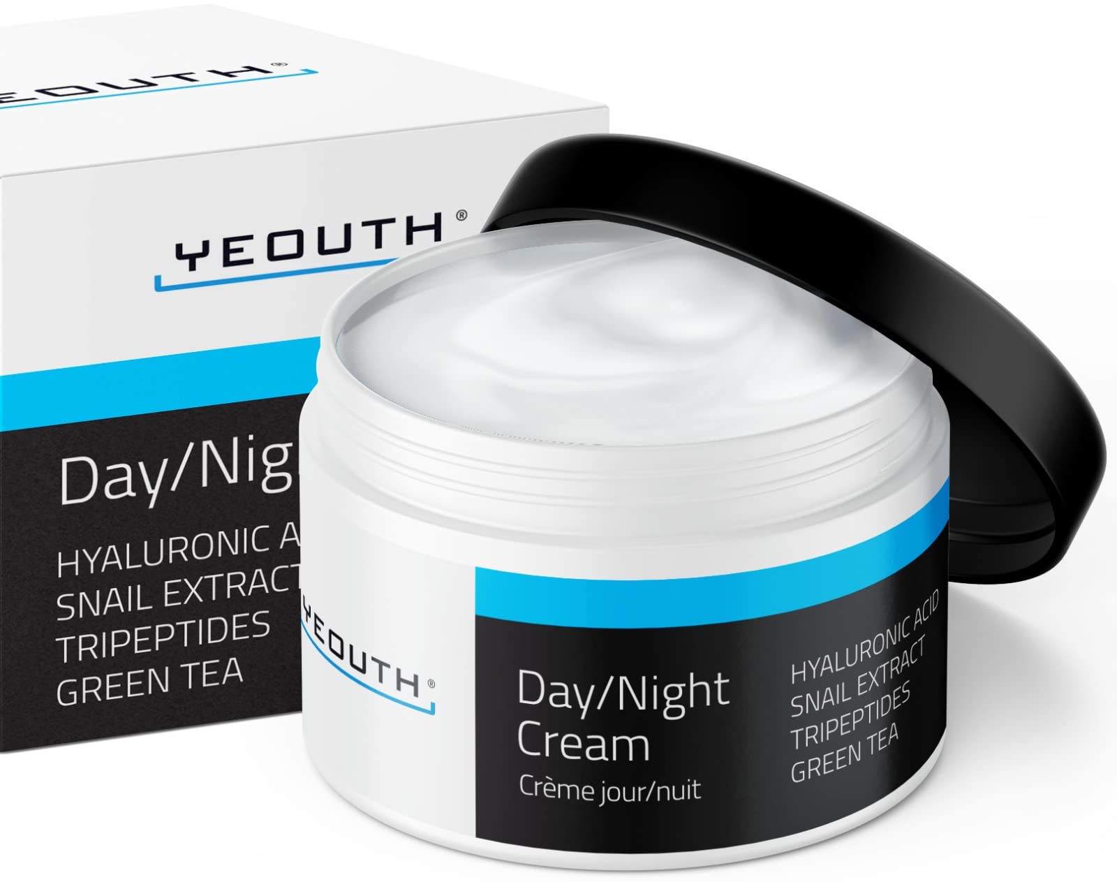 YEOUTH Day Night Face Moisturizer with Hyaluronic Acid, Snail Mucin Cream and Copper Tripeptide, Hydrating Fragrance Free Moisturizer Face Cream for Women and Men 60g