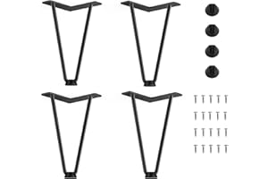 HOOSHEE 8 Inch Hairpin Furniture Legs(900Lbs),Heavy Duty Hairpin Table Legs, Solid Metal Table Legs,DIY Projects for TV Stand, Cabinet, Coffee Table, Desk etc with Rubber Floor Protectors Black 4PCS
