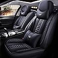 Full Set of Universal Fit Automotive Seat Covers fit for Mitsubishi Outlander Sport 2011-2025, PU Leather Automobile Interior Sets with Headrest & Back Pillow Black & Black Line