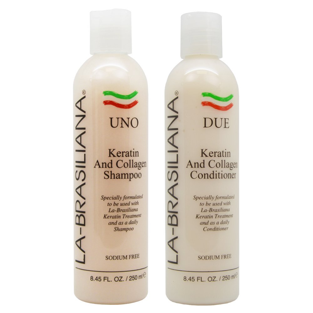 LA-BRASILIANA UNO Keratin After Treatment Shampoo 8.45oz + DUE Conditioner 8.45oz Combo Set