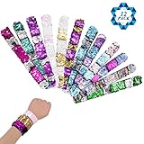 SOTOGO 12 Pcs Slap Bracelets Party Reversible Sequin Bracelet 24 Color Decorative Charm Mermaid Bracelet for Party Favors, Birthday and Gifts