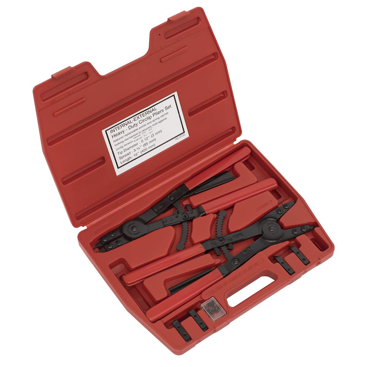 Sealey Ak8501 Circlip Pliers Set Internal/External 400Mm Heavy-Duty