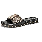 Cape Robbin Women's Studded Flat Sandals - Open-Toe Summer Dressy Slip-On Sandals (Tonie)