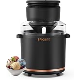 BRIOBITE 1.1 Quart Ice Cream Maker Machine,Black | Quiet Operation,USB-C Rechargeable,Low Noise,Soft Ice Cream Machine,Quick-Clean,Perfect for Sorbet,Gelato,Frozen Yogurt