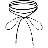 Exircy 1 Pcs Black Choker Necklace for Women, Velvet Choker with Gold TubeGothic Bow knot Chokers Long Wrap Rope Collar Neck Chokers Collar Tie Neck Chain Ribbon Suede Jewelry For Party Prom Wedding