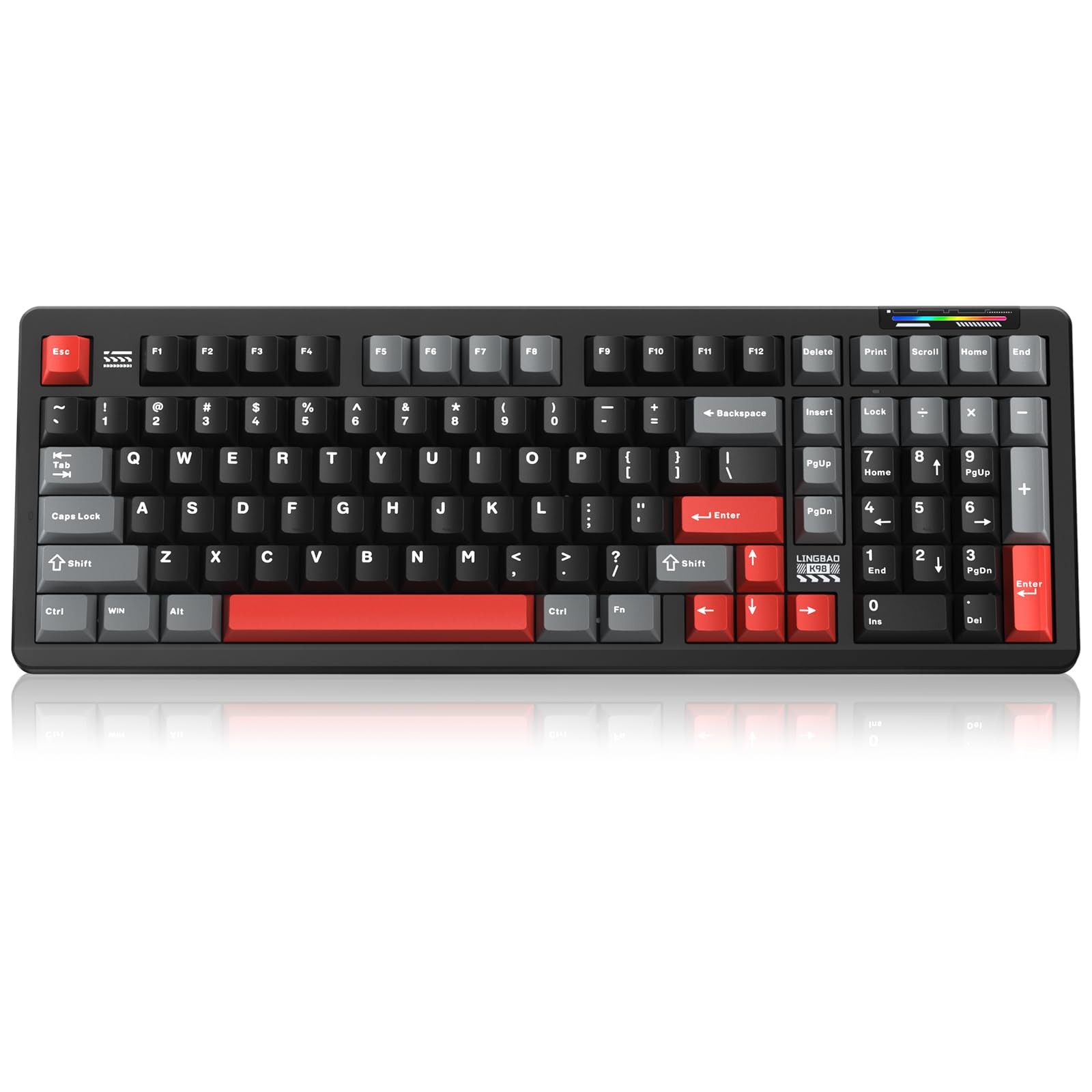 LINGBAO K98 Wireless Mechanical Gaming Keyboard, Tri-Mode BT5.0/2.4GHz/USB-C, Gasket Custom Hot-Swappable Linear Switches Creamy Keyboard with Number Pad, RGB Backlit Gaming Keyboard for PC Laptop