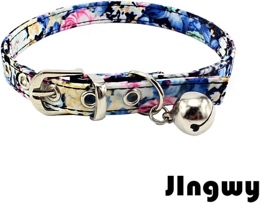 JIngwy Metal Buckle Pet Collar and Leash Set with Bell Suit for Cats or Puppy Dogs White/Black/Red/Pink/Blue/Brown