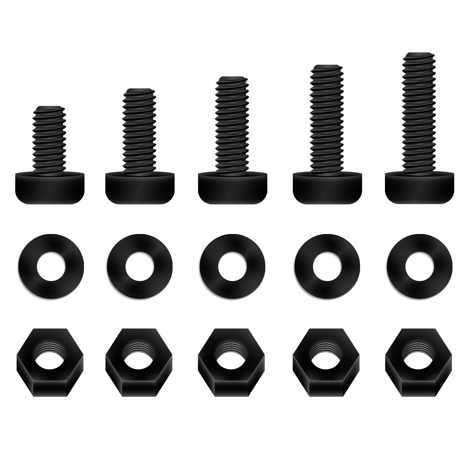 Pzsmocn 300 Pieces/100 Sets M4*25 mm Plastic Black