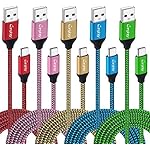 Type C Charger, 10FT/3M USB Type C Cable, Canjoy 5 Pack Extra Long Nylon Braided Fast Charger Cord for Samsung Galaxy Note 8,S8,S8 Plus, LG G6 G5 V30 V20, Google Pixel, Nintendo Switch, Macbook