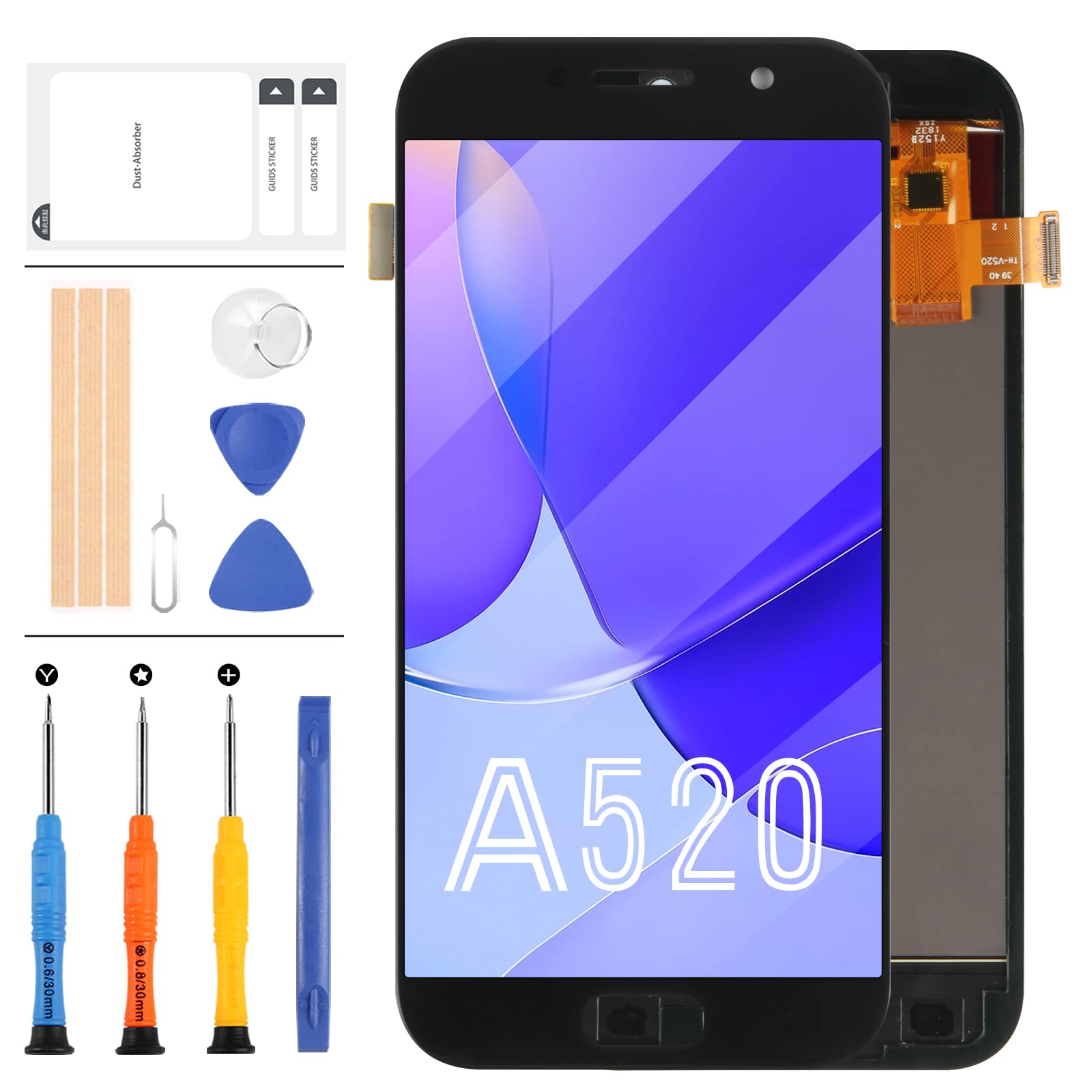 LADYSON Screen Replacement for Samsung Galaxy A5 2017 LCD Touch Screen Digitizer Glass Full Assembly A5 2017 A520 SM-A520F A520F/DS A520K A520L A520S Display TFT Parts 5.2"(NOT AMOLED) (TFT Black)