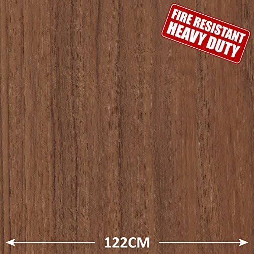 Infeel 5075 Modern Teak Wood Effect Heavy Duty Extra Strong Fire Resistant Fire Retardant Self Adhesive Extra Wide Sticky Back Plastic Vinyl Film Wallpaper for Apartment Bathroom Living Room Bedroom Office Meeting Room (122cm(W) x 1m(L))