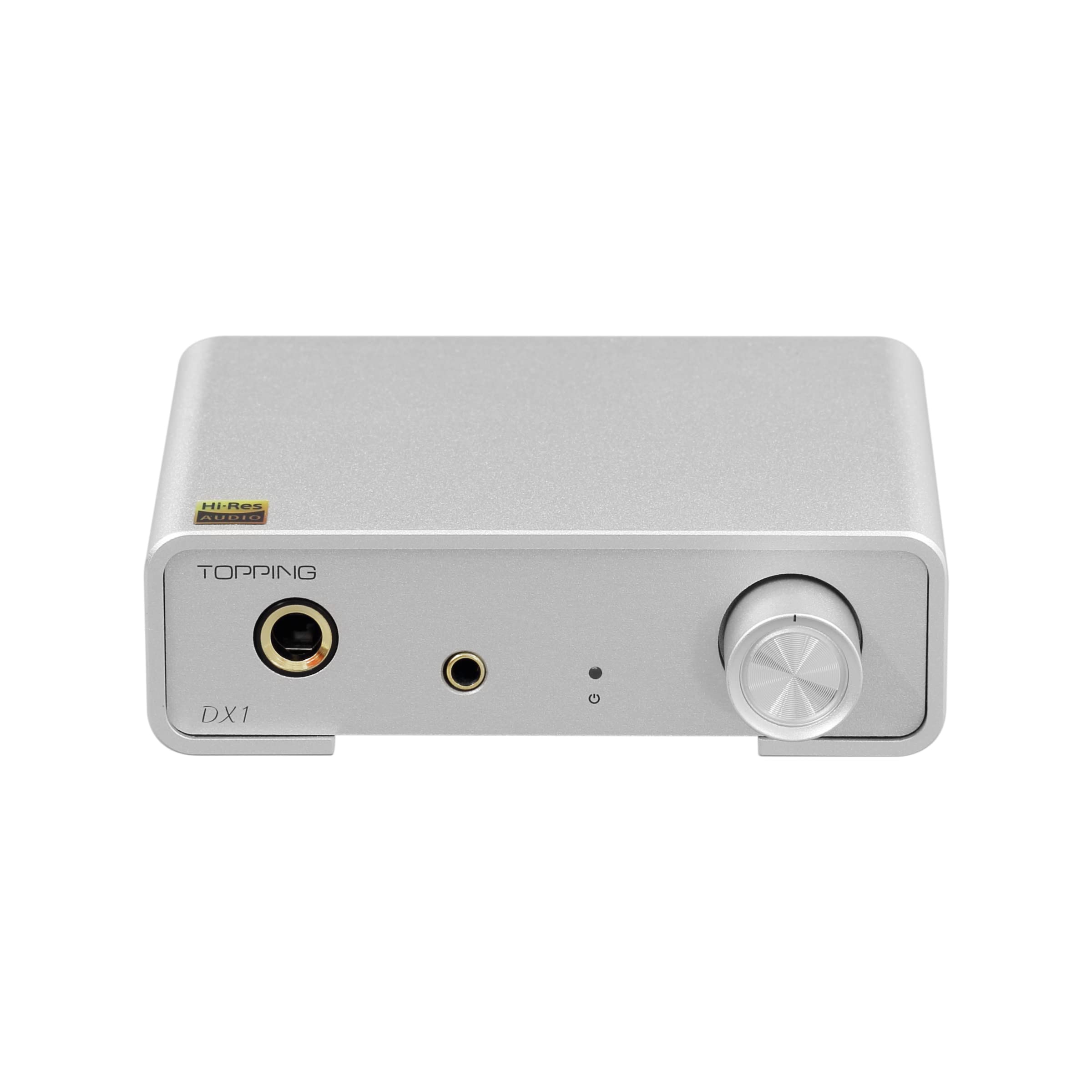 AOSHIDA Topping DX1 AK4493S DAC Headphone Amp, XU208 DSD256 32Bit/384kHz USB DAC, USB to RCA/3.5mm/6.35mm 280mW×2 Headphone Amplifier, Hi-Res Audio Discrete LNRD DA Converter (Silver)