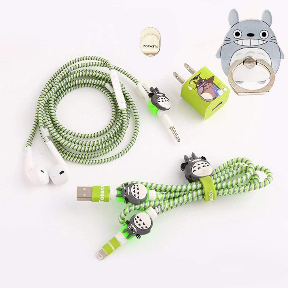 ZOEAST(TM) DIY Protectors Apple Data Cable USB Charger Data Line Earphone Wire Saver Protector Compatible with iPhone 5 5S SE 6 6S 7 8 Plus X IPad iPod iWatch (Basic Styles, My Totoro)