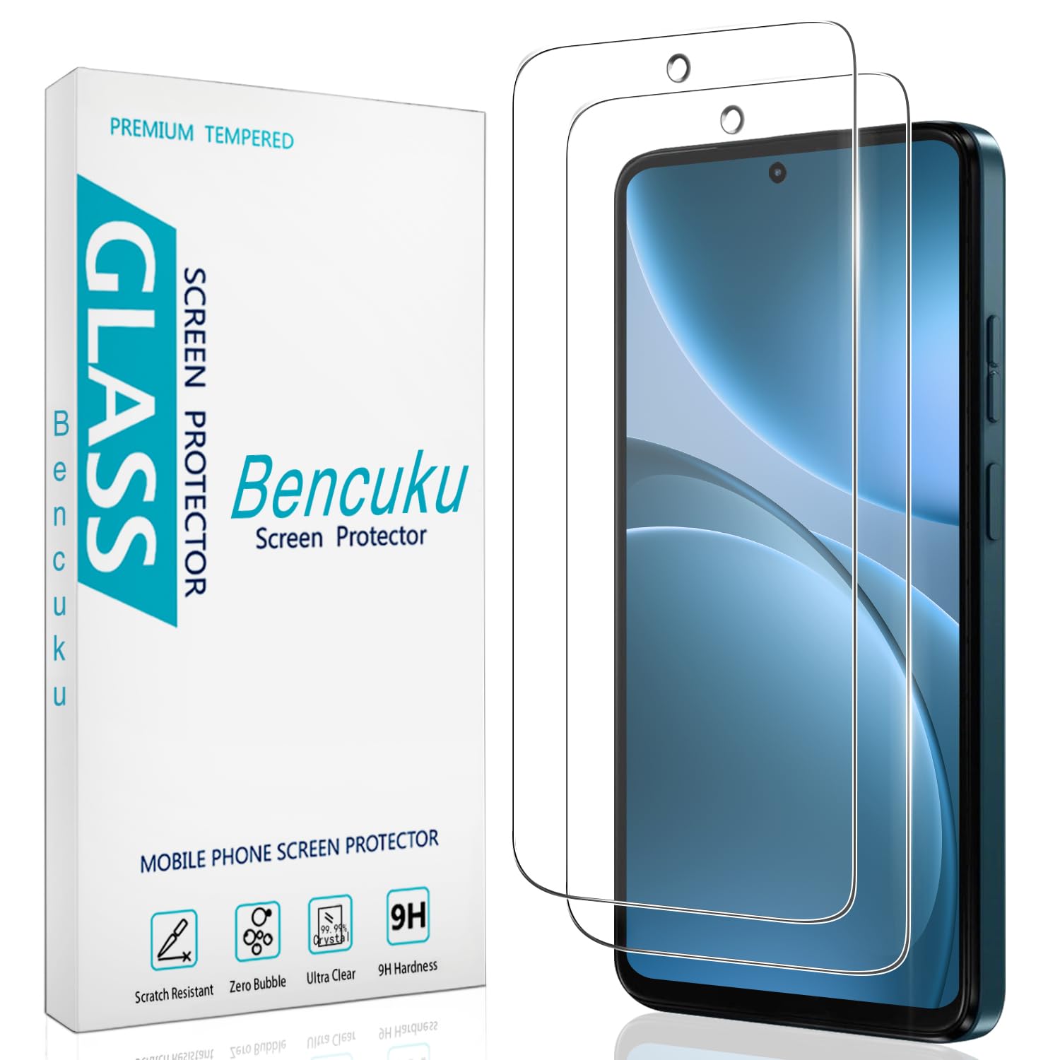 Bencuku (2 Pack) Screen Protector, for Motorola Moto G Play 2026 Tempered Glass 9H Hardness, Anti Scratch, Bubble Free