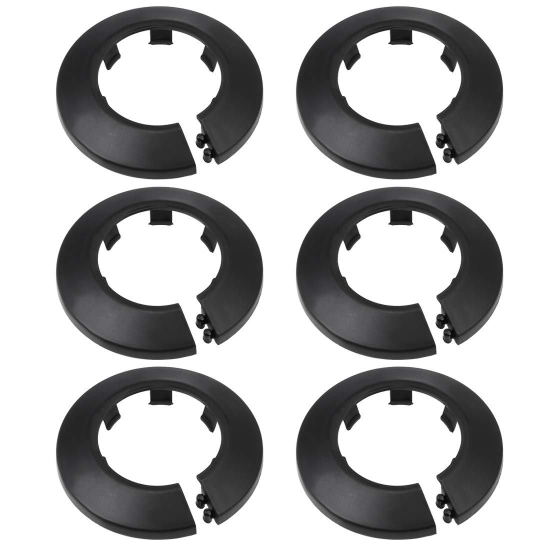 sourcing map 40-41mm Pipe Cover Decoration PP Plastic Water Pipe Escutcheon Black 6pcs