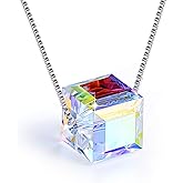 PLATO H S925 Sterling Silver Necklace Crystals Cube Pendant for Women Unique Jewelry with Exquisited Gift Box Christmas Valentines Mothers Day for Her