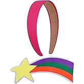 Rainbow Star Patch Hot Pink Satin Headband Halloween Costume for Women (Style 1)