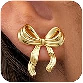 JIAOGE Valentines Day Gifts for Kids Her Teen Girls - Gold Bow Earrings for Women Jewelry Huggie Hoop Stud Earrings Hypoallergenic CZ Pearl Drop Bow Earring Gifts for Girls Wedding Birthday Gifts