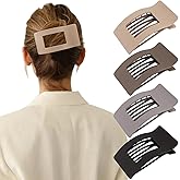 Velscrun Flat Hair Clips for Women Girls, Matte Lay Flat Claw Clips, Strong Hold Large Side Hair Clip All Hair Types, French Duck Billed Hair Jaw Claw Clip, Non Slip Grip for Daily Styling Brown