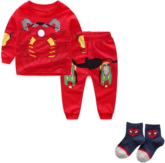Amazon パジャマ キッズ 冬 長袖 男の子 セット 子供服 女の子 スパイダーマン靴下 ベビー Tシャツ 子供パジャマ 綿100 ズボン 赤 青 紺色 黒 スパイダーマン デザイン 1 7歲 パジャマ 通販