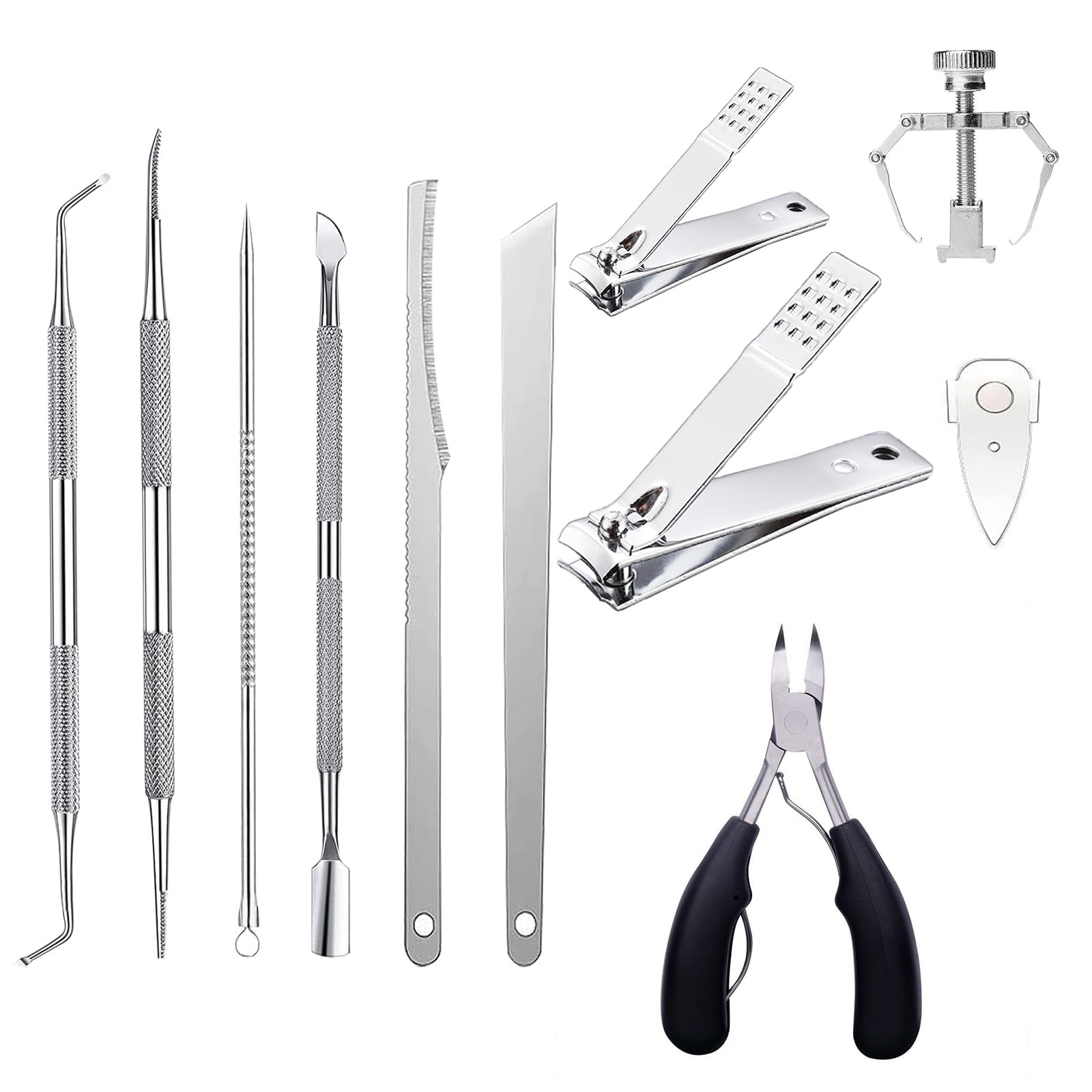 11 Pieces Ingrowing Toenail Kit, Ingrown Toenail Treatment Tools, Pedicure Tools, Professional Toe Nail Nippers Set For Ingrown & Thick Nail Pedicure Sets For Feet