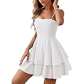 WDZIZFG Women's Spaghetti Strap Backless Bow Mini Dress Club Night Out Cocktail Dresses