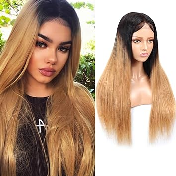 Amazon Com Feelgrace 16 Inch Ombre Blonde Straight Hair Wig Two