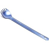 TOAKS Titanium Long Handle Spork with Polished Bowl (Blue)