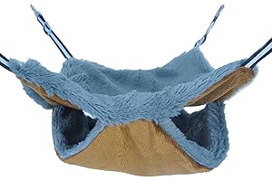 neolun Rat Ferret Cage Hammock Bedding Small Pet Cage Accessories Toy Double-Layer Hammock Bedding for Hamster Guinea Pig Rat Ferret Chinchilla Playing Sleeping(Brown)