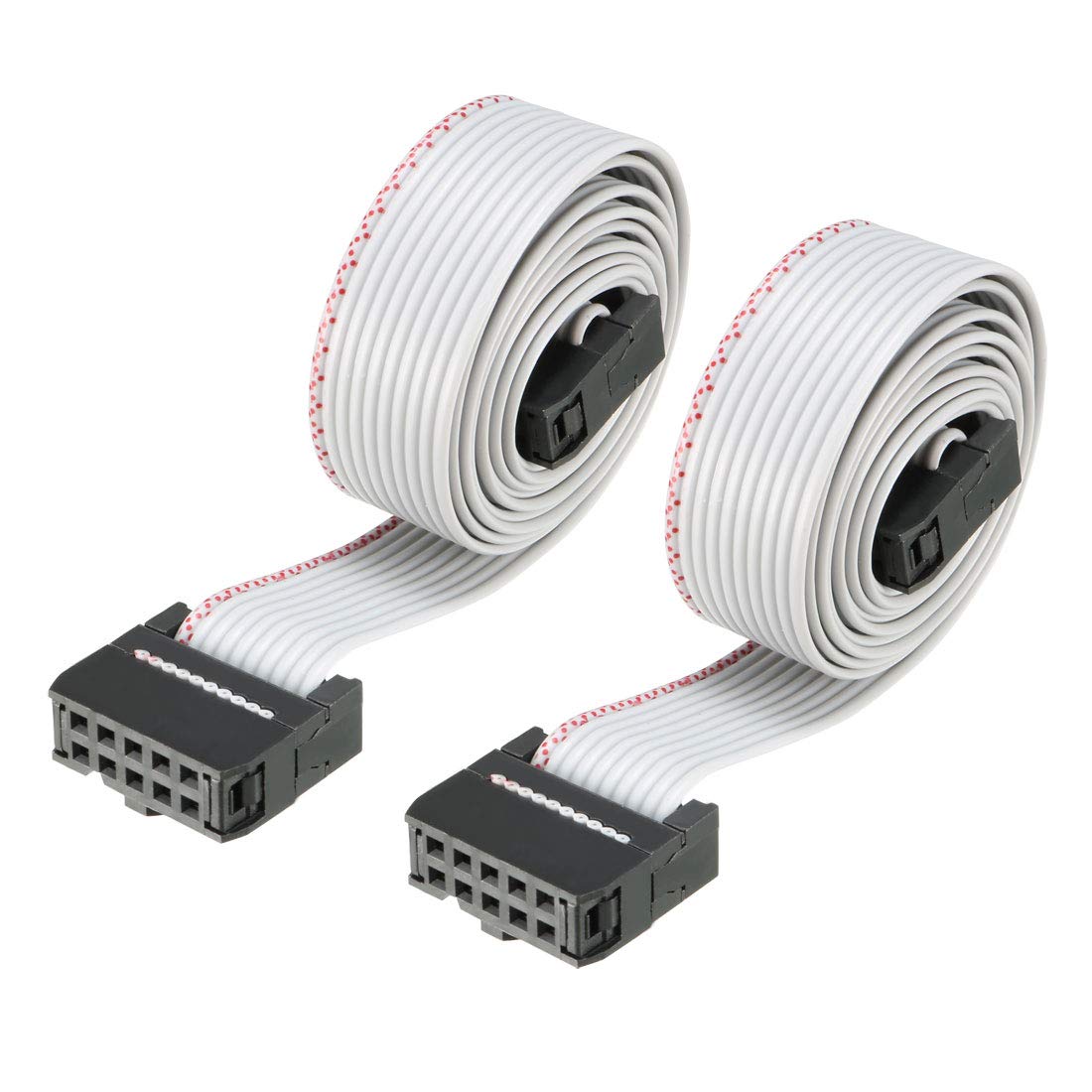 sourcing map IDC Gray Wire Flat Ribbon Cable 10 Pins 66cm Length 2.54mm Pitch 2pcs Type-C