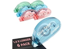 Secopad 1.5X Longer Scrapbook Tape, 6 Pack Double Sided Tape Roller for Crafts, Adhesive Glue Runner for School Office Teacher Journal Supplies, Glue Roller for Kids and Adults, 240FT Total