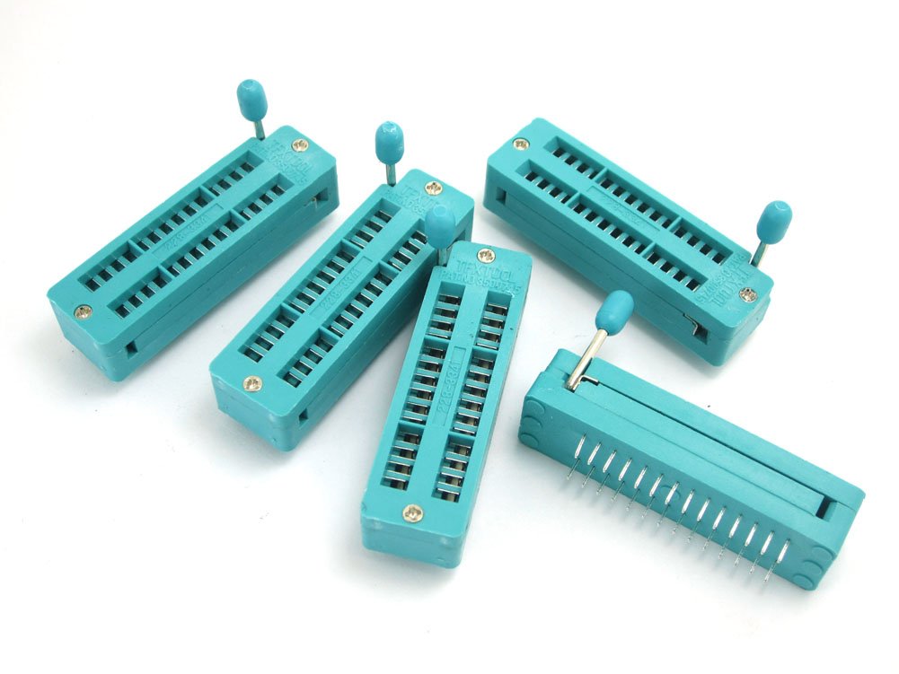 DollaTek 5Pcs Universal IC Test ZIF Socket 28 Pin 2.54mm Pitch for Microcontroller, Chip, Breadboard, Program IC's