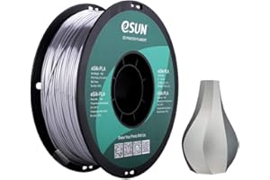 eSUN Silk Metal PLA Filament 1.75mm, Silky Metallic 3D Printer Filament PLA, Dimensional Accuracy +/- 0.05mm, 1KG Spool (2.2 LBS) 3D Printing Filament for 3D Printers, Silk Silver