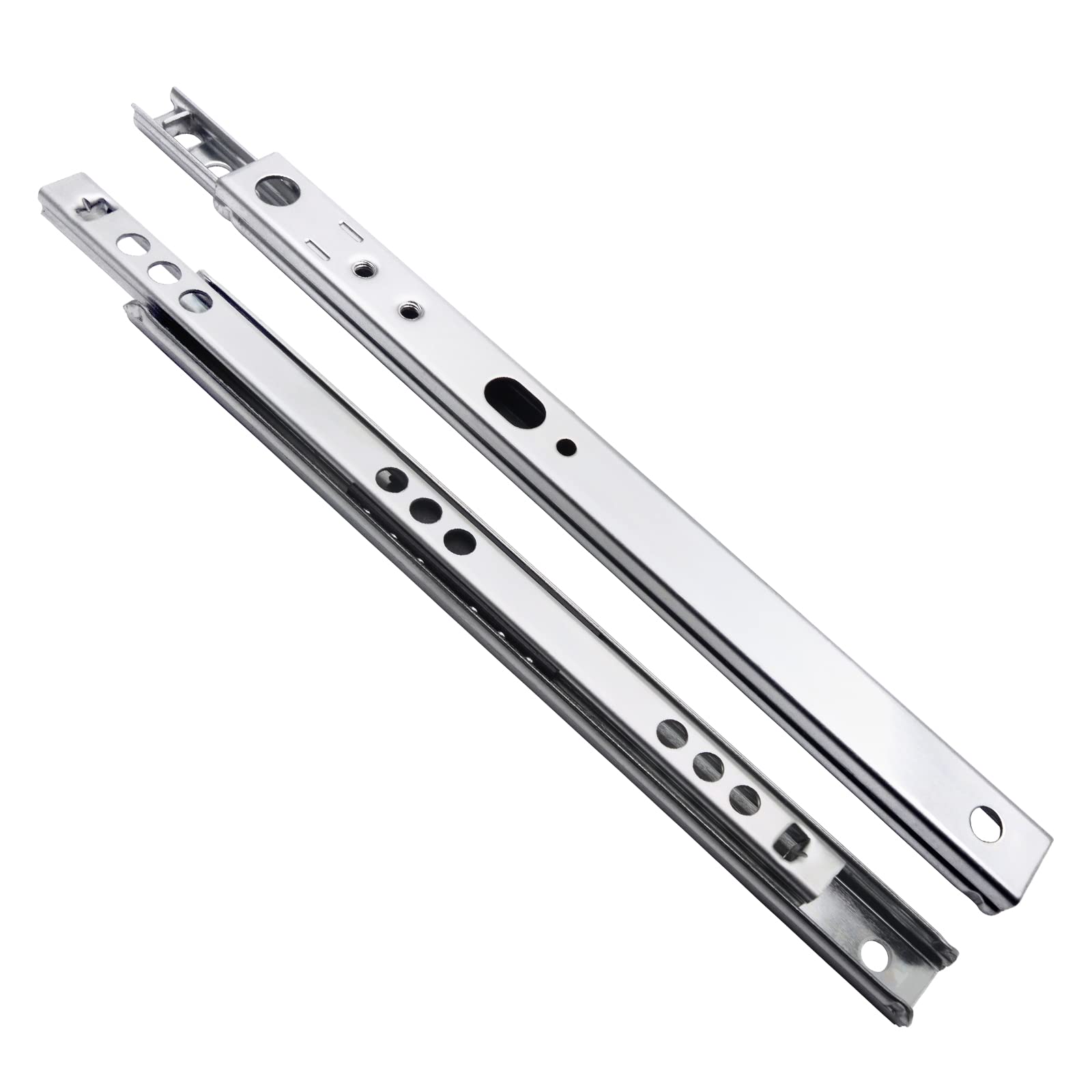 1 Pair of Drawer Runners, Partial Extension with Wheels, Drawer Rail System with Partial Extension (17 mm x 214 mm)