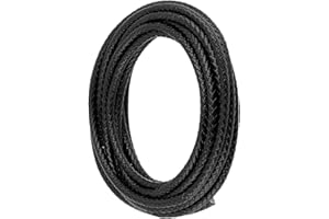 CALFOVERA 3.66 Yards Round Genuine Leather String Cord for Jewelry Making 5MM Black Braided Real Leather Bolo Tie Rope String Lace Cording for Crafting Necklace Bracelets Braiding Beading DIY Projects