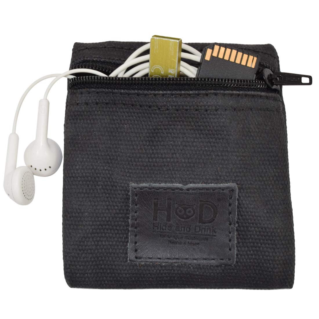 Hide & Drink, Water Resistant Waxed Canvas Condom Pouch, Change Valuables Tech Pocket Purse, Classic Partner Gift, Travel & Honeymoon Essentials, Handmade, Charcoal Black, S