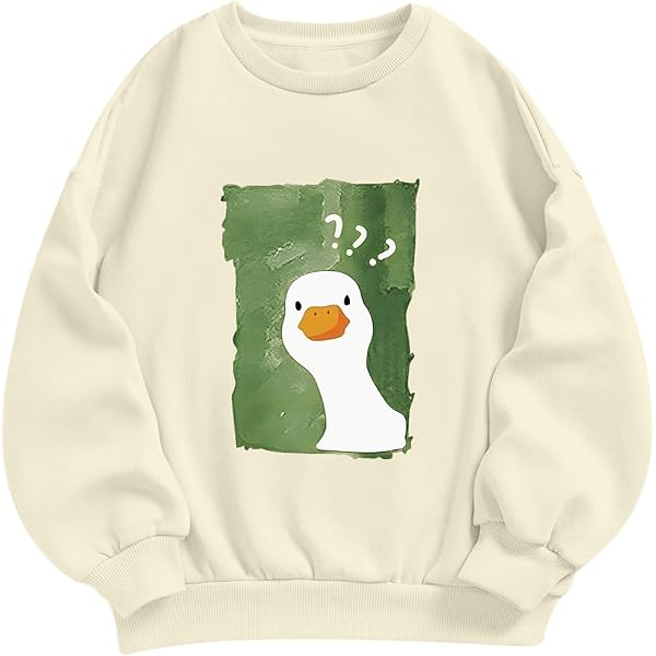 Amazon.com: WDIRARA Women's Cartoon Duck Printed Crew Neck