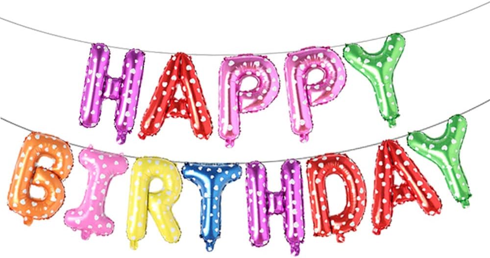 Happy Birthday Balloons, Aluminum Foil Banner Balloons for Birthday
