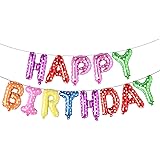 Happy Birthday Balloons, Aluminum Foil Banner Balloons for Birthday Party Decorations and Supplies (Multicolor)