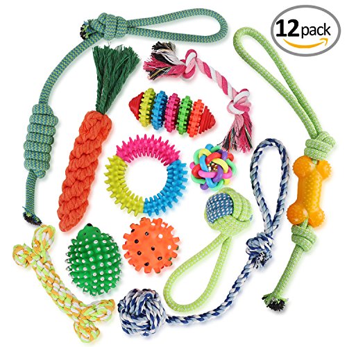 WOT I Dog Rope Toys Set of 12 -Dog Chew Toys for Small and Medium Breeds - Dog Toys for Small Dogs- Cotton Rope Dog Toys for Training Tug-of-War Playing Small Dog Toys-5
