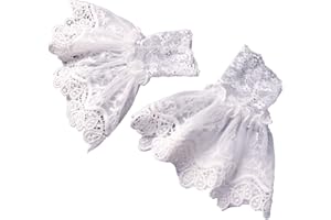 IOOOFU Female Sweater Fake Sleeves Crochet Lace Ruffles Horn Cuffs Wrist Warmers