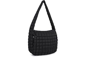 higouta Quilted Puffer Tote Bag for Women Large Puffy Carryall Crossbody Shoulder Purse, Lightweight Travel Nylon Hobo Bag