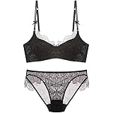 Zhuhaixmy Women New Sexy Lace Half A Cup Thin Bra Set Push
