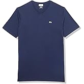 Lacoste Mens Big & Tall Regular Fit Ribbed V-Neck T-Shirt