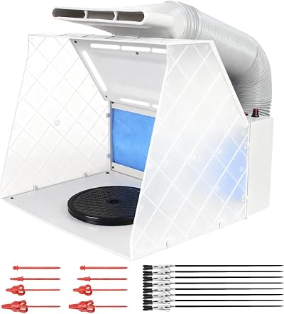 Magicrose Airbrush Spray Booth Kit with 8 LED Lights 16 Clips Adjustable Fan