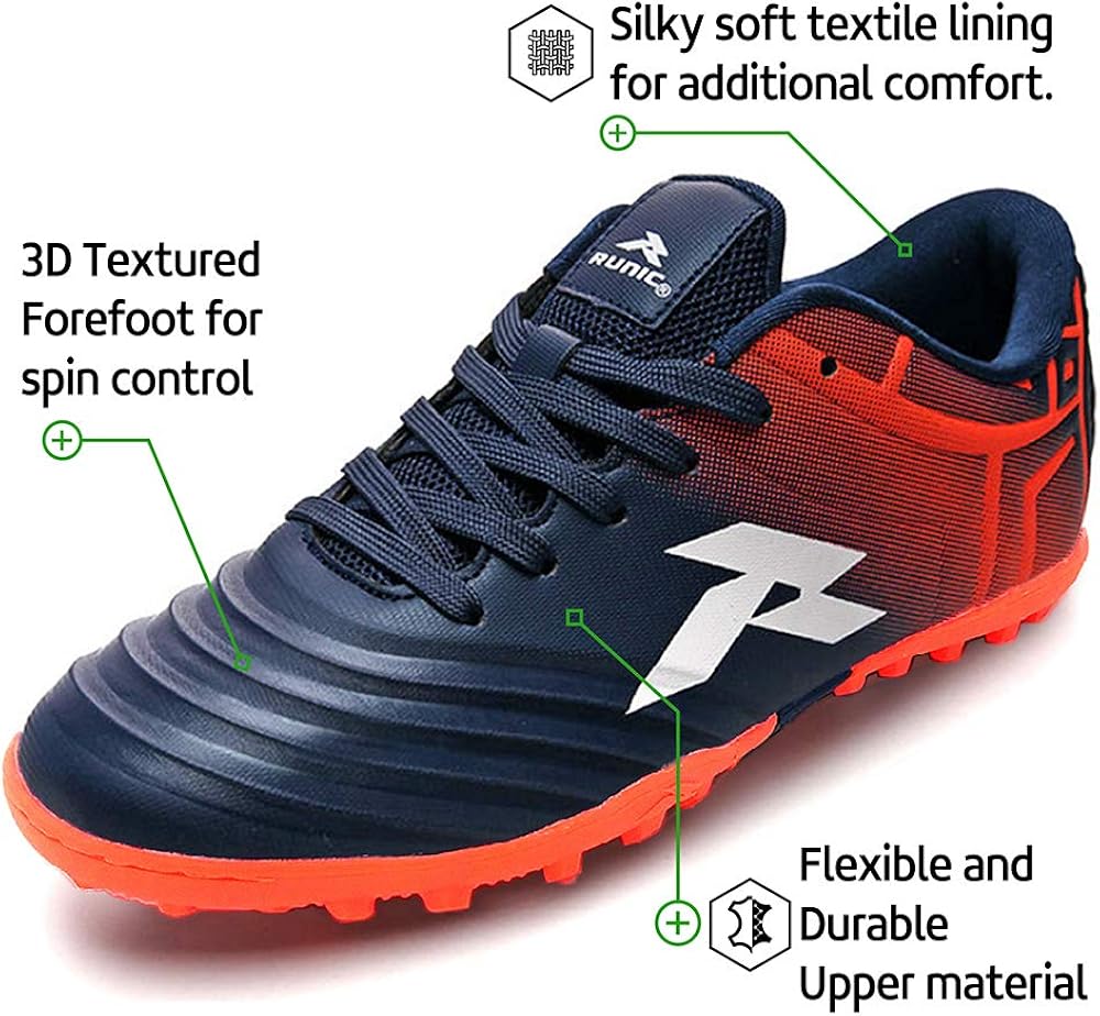 Numeric_7 Available in Turf RUNIC Soccer Cleats Mens Navy/Orange Soccer