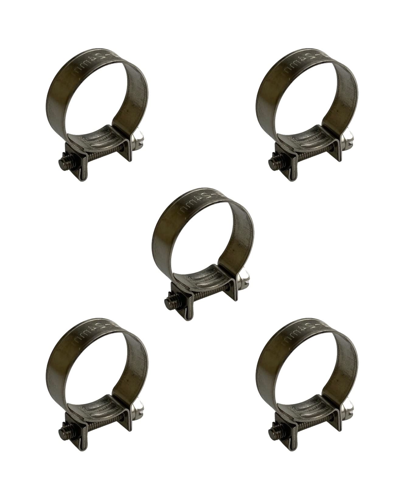 Pack of 5 Stainless Steel Mini Fuel Line Hose Clip Jubilee Petrol Pipe Clamps Silver (21-23mm)