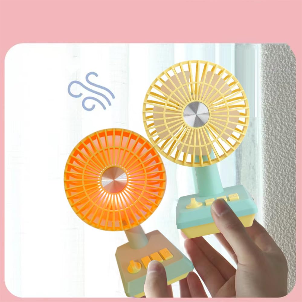YZYOE Rechargeable Small Fan with LED Colorful Lights, Mini Toy Fan, Summer Gift for Children, Car, Room Decoration Small Fan,Portable and Cute Small Toy Fan.